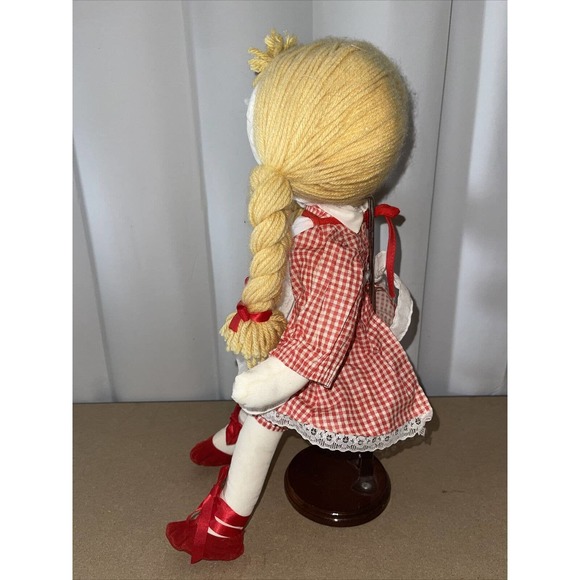 Campbells Brand Girl Rag Doll With Pig Tails and Heart Apron Approx 18 Inches - Picture 2 of 6